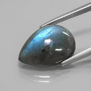 Labradorite naturale multicolore da 8,76 ct, taglio a pera, traslucido