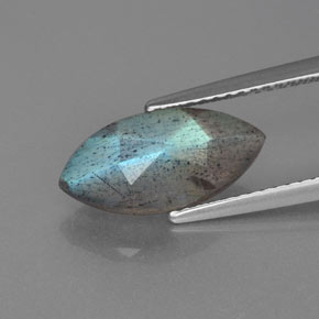 Labradorite grigio con riflessi blu naturale da 2,82 ct, trasparente, trasparente/traslucido