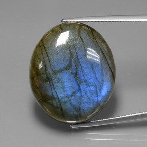 Labradorite naturale blu da 39,42 ct, taglio ovale, trasparente