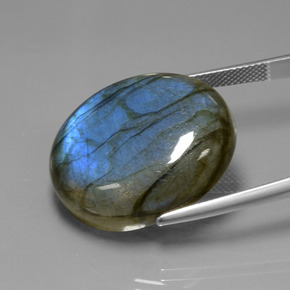 Labradorite naturale blu da 39,42 ct, taglio ovale, trasparente