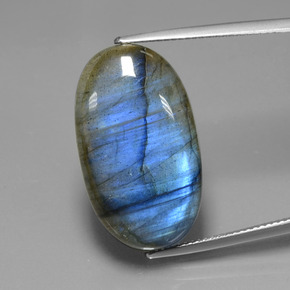 Labradorite Grigio blu scuro naturale da 23.23 ct, Taglio ovale, Trasparente