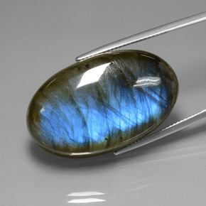 Labradorite Grigio blu scuro naturale da 52.40 ct, Taglio ovale, Trasparente