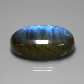 Labradorite Grigio blu scuro naturale da 52.40 ct, Taglio ovale, Trasparente