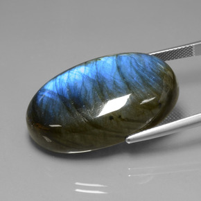 Labradorite Grigio blu scuro naturale da 52.40 ct, Taglio ovale, Trasparente