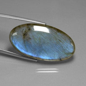 Labradorite naturale blu da 33,63 ct, taglio ovale, trasparente