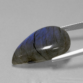 Labradorite naturale blu da 27,70 ct, taglio a pera, trasparente