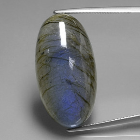 Labradorite Grigio blu scuro naturale da 32.48 ct, Taglio ovale, Trasparente