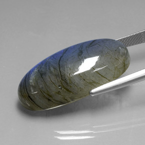 Labradorite Grigio blu scuro naturale da 32.48 ct, Taglio ovale, Trasparente