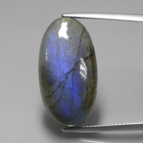 Labradorite naturale blu da 19,57 ct, taglio ovale, trasparente