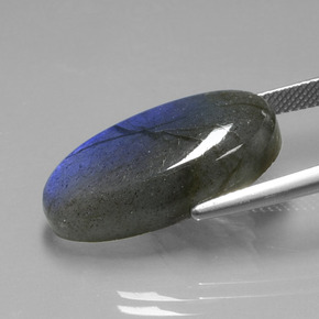 Labradorite naturale blu da 19,57 ct, taglio ovale, trasparente