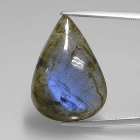 Labradorite naturale blu da 21,94 ct, taglio a pera, trasparente