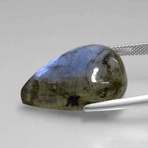 Labradorite naturale blu da 21,94 ct, taglio a pera, trasparente