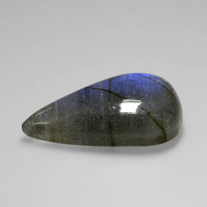 Labradorite Grigio blu scuro naturale da 26.80 ct, Forma a pera, Trasparente