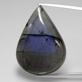 Labradorite naturale blu da 37,86 ct, taglio a pera, trasparente