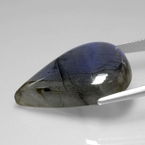 Labradorite naturale blu da 37,86 ct, taglio a pera, trasparente