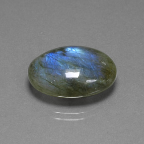 Labradorite Grigio blu scuro naturale da 15.85 ct, Taglio ovale, Traslucido