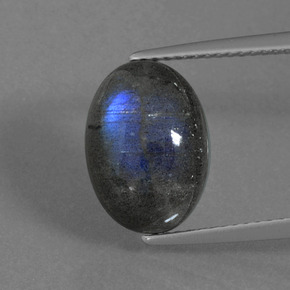 Labradorite naturale blu da 5,60 ct, taglio ovale, traslucido
