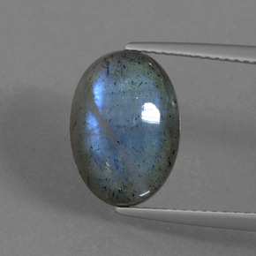 Labradorite naturale blu da 5,70 ct, taglio ovale, traslucido