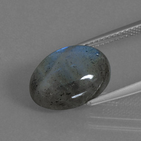 Labradorite naturale blu da 5,70 ct, taglio ovale, traslucido