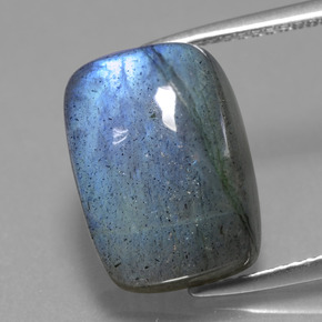 Labradorite grigio blu scuro naturale da 10,38 ct, taglio a cuscino, traslucido