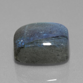Labradorite grigio blu scuro naturale da 10,38 ct, taglio a cuscino, traslucido