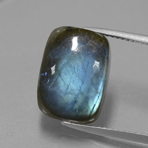 Labradorite Grigio blu scuro naturale da 9.75 ct, Taglio a cuscino, Traslucido