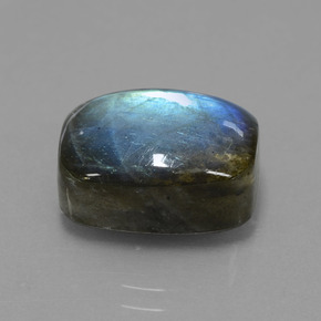 Labradorite Grigio blu scuro naturale da 9.75 ct, Taglio a cuscino, Traslucido