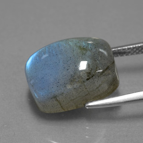 Labradorite naturale blu da 10,87 ct, taglio a cuscino, traslucido