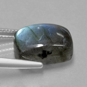 Labradorite Grigio blu scuro naturale da 9.42 ct, Taglio a cuscino, Traslucido