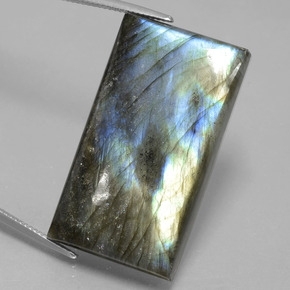Labradorite Grigio blu scuro naturale da 60.12 ct, Taglio a baguette, Traslucido