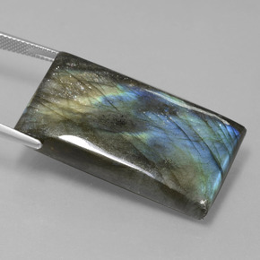 Labradorite Grigio blu scuro naturale da 60.12 ct, Taglio a baguette, Traslucido