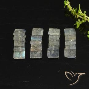 Gemme di Labradorite Multicolore naturale da 6.37 ct, Quadrato, Traslucido