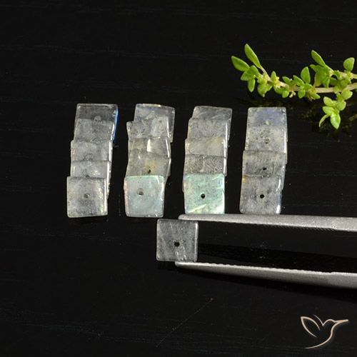 7.61ctw Naturale Multicolore Labradorite, Quadrato, Traslucido
