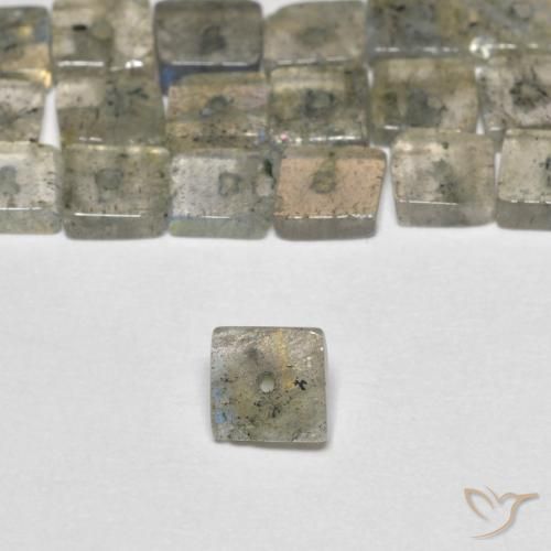 6.23ctw Naturale Multicolore Labradorite, Quadrato, Trasparente