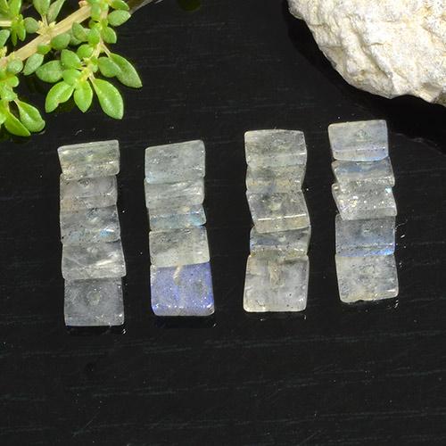 Labradorite naturale multicolore da 4,89 ct, quadrato, trasparente