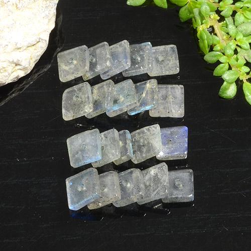 Labradorite naturale multicolore da 4,89 ct, quadrato, trasparente