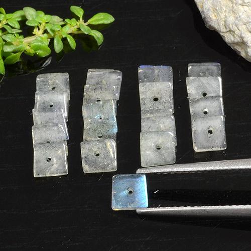 Labradorite naturale multicolore da 4,89 ct, quadrato, trasparente