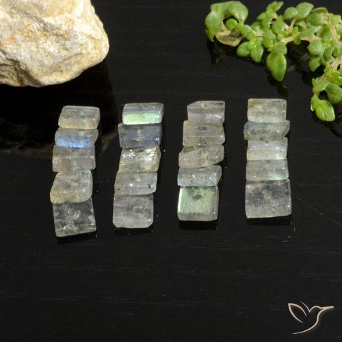 6.92ctw Naturale Multicolore Labradorite, Quadrato, Trasparente