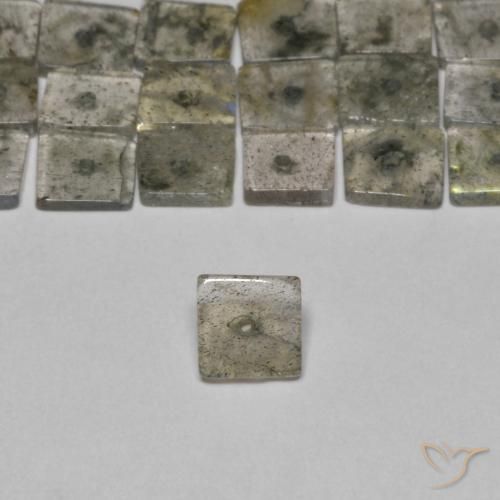6.66ctw Naturale Multicolore Labradorite, Quadrato, Trasparente