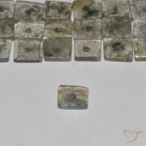 Gemme di Labradorite Multicolore naturale da 6.66 ct, Quadrato, Trasparente
