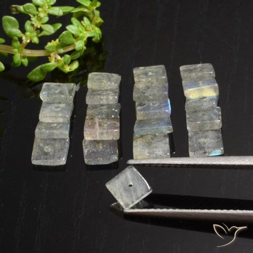 6.78ctw Naturale Multicolore Labradorite, Quadrato, Trasparente
