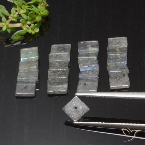 5.46ctw Naturale Multicolore Labradorite, Quadrato, Traslucido