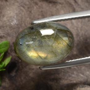 Labradorite naturale multicolore da 9,03 ct, taglio ovale, traslucido