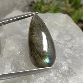 Labradorite naturale multicolore da 12,97 ct, taglio a pera, traslucido