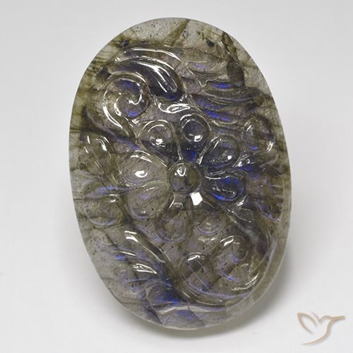 27.04ct Naturale Multicolore Labradorite, Ovale, Traslucido