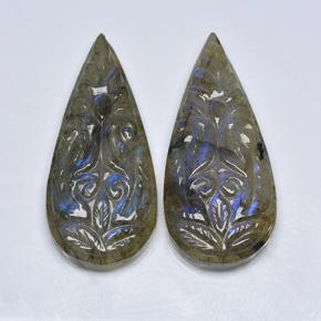 Gemme di Labradorite Multicolore naturale da 36.44 ct, Forma a pera, Traslucido