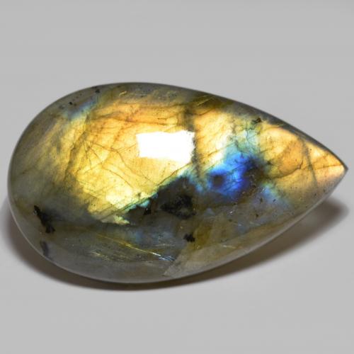 Labradorite naturale multicolore da 45,68 ct, taglio a pera, opaco