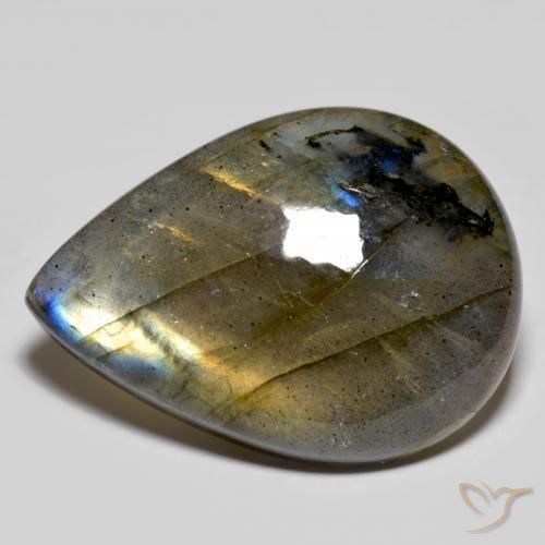 Labradorite Multicolore naturale da 39.55 ct, Forma a pera, Opaco