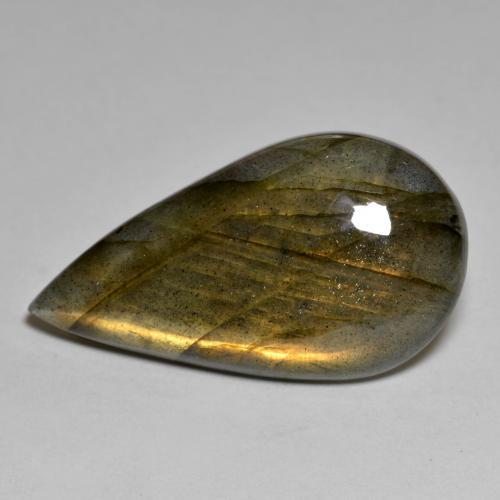 Labradorite multicolore naturale da 20,86 ct, taglio a pera, opaco