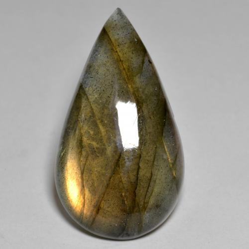Labradorite multicolore naturale da 20,86 ct, taglio a pera, opaco